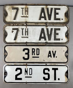 Group of 4 Vintage Embossed Metal Street Signs
