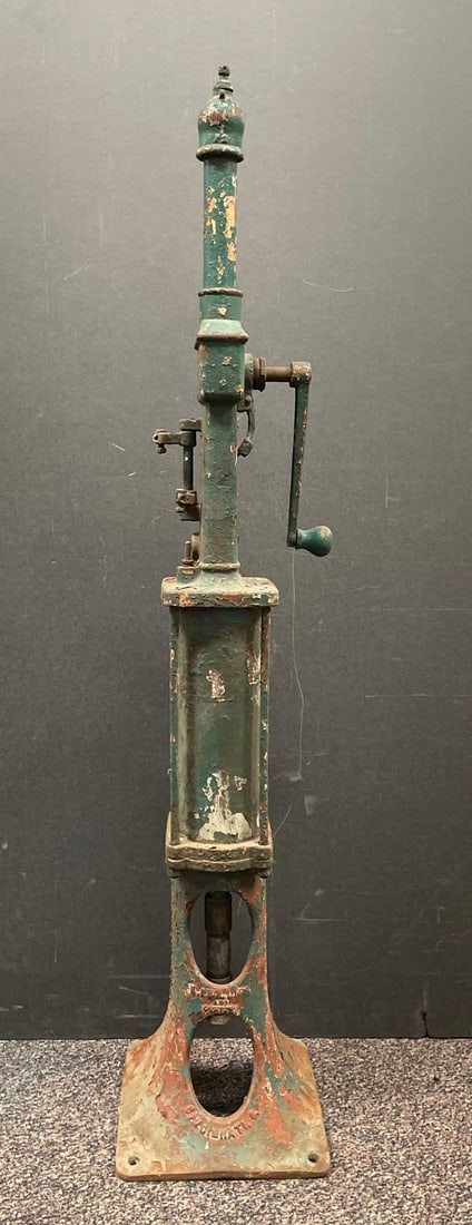 Antique Phillips and Co. Cast Iron Oil Pump: No in-house shipping available, 3rd party shipper recommended. Measures 57 inches