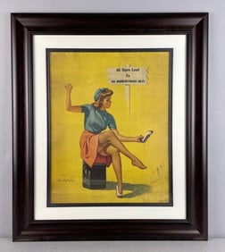 Vintage Gil Elvgrin The High Sign Pin-Up Advertising Poster