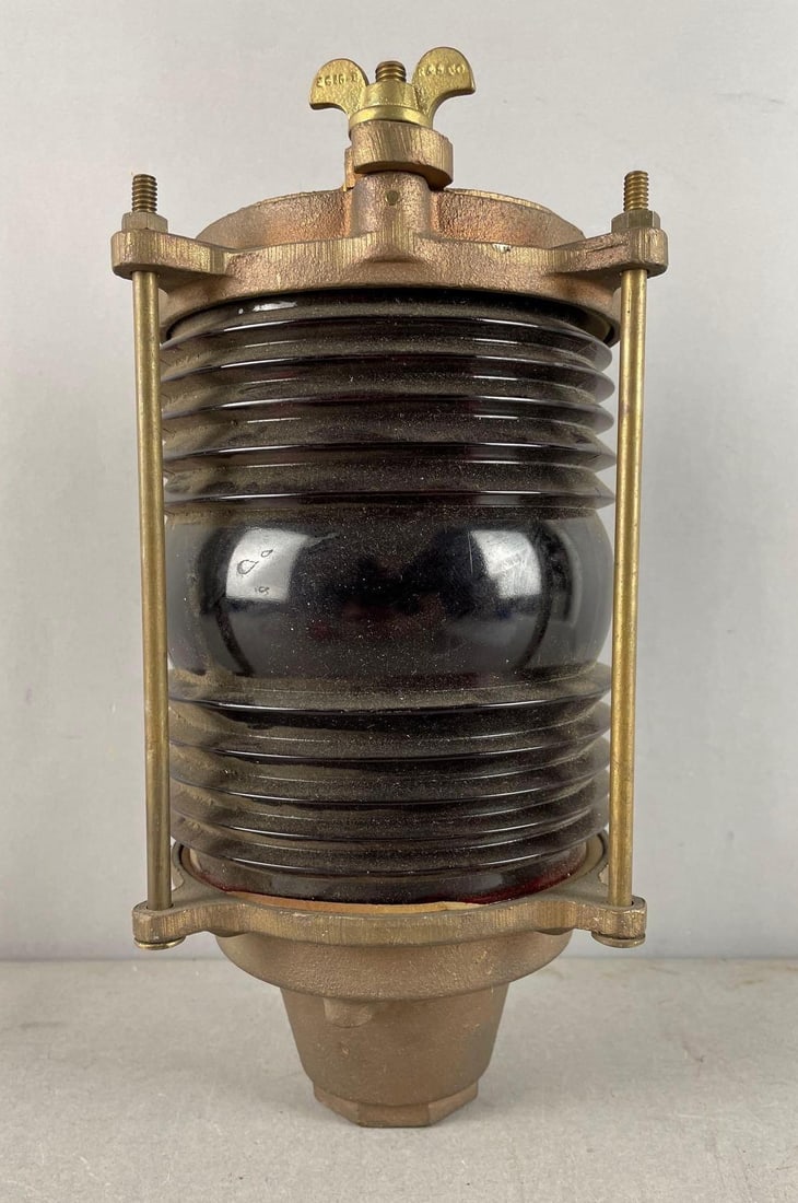 Antique Russell and Stoll Brass Nautical Lamp (1 of 3)