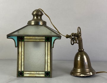Slag and Frosted Glass Hanging Ceiling Light Fixture