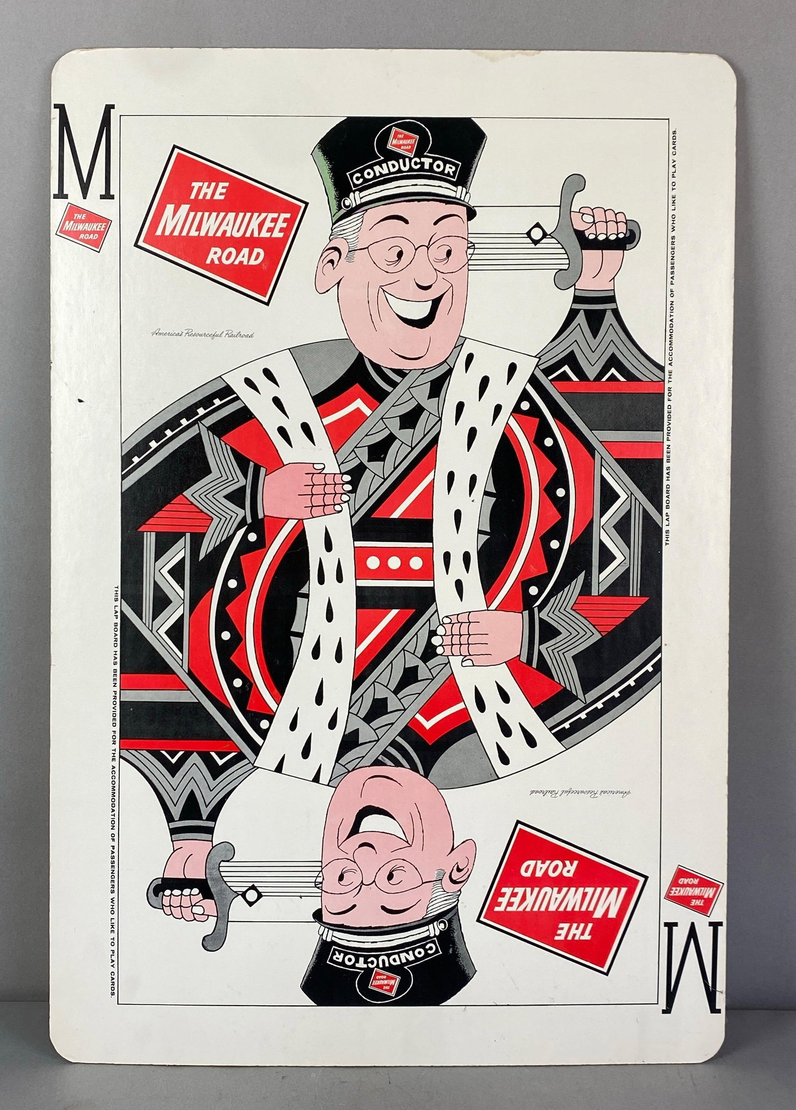 The Milwaukee Road Face Card Advertising Sign: Measures 29 1/2 x 20 inches