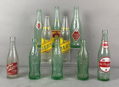 Group of Vintage Glass Soda Bottles