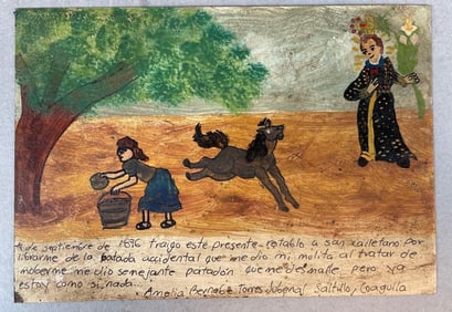 Vintage St. Cayetano Hand Painted Retablo