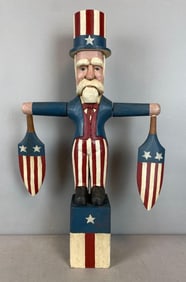 1987 Robert Sprengelmeyer Carved Wood Uncle Sam Wind Catcher