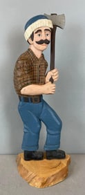 1991 Robert Sprengelmeyer Carved Wood Lumberjack