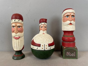 Group of Sprengelmeyer Carved Wood Santa Figures