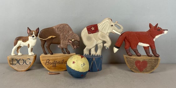 Group of Sprengelmeyer Carved Wood Animal Figures