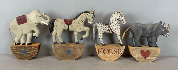 Group of Sprengelmeyer Carved Wood Animal Figures
