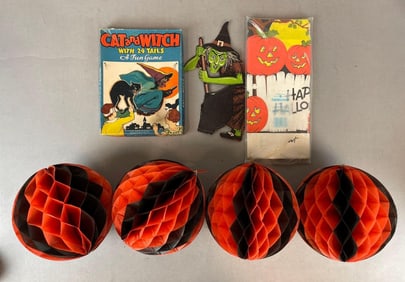 Group of Vintage Halloween Decorations