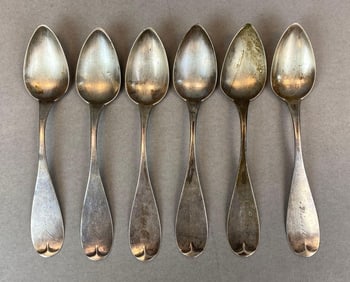 Group of 6 CC Shaver Coin Silver Spoons