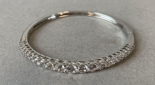 Sterling Silver CZ Bangle Bracelet