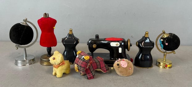Group of Vintage Pin Cushions and Sewing Accessories