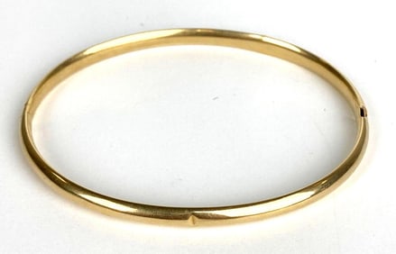 14K Gold Hollow Bangle Bracelet