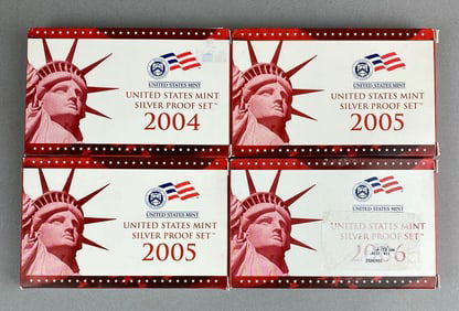 Group of 4 US Mint Silver Proof Sets