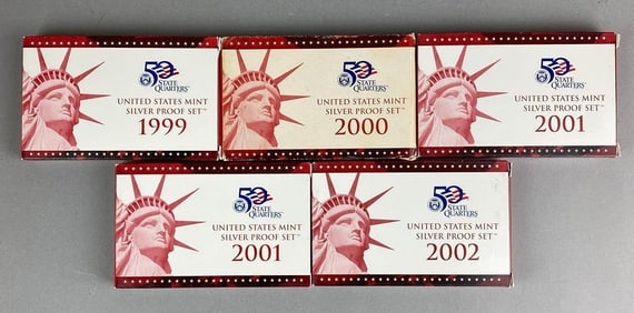 Group of 5 US Mint Silver Proof Sets