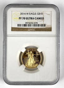 NGC Graded 2014 US $10 Gold Eagle Gold Coin PF70 Ultra Cameo