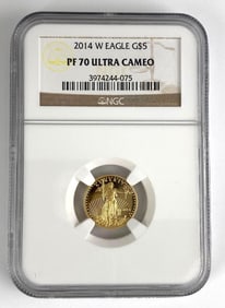 NGC Graded 2014 US $5 Gold Eagle Gold Coin PF70 Ultra Cameo