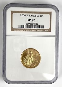 NGC Graded 2006 US $10 Gold Eagle Gold Coin MS70