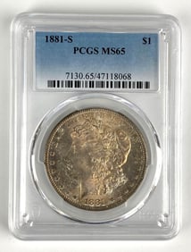 PCGS Graded 1881 S US $1 Morgan Silver Dollar MS65