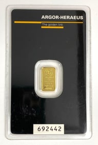 Argor-Heraeus 1 Gram .9998 Fine Gold Ingot/ Bar