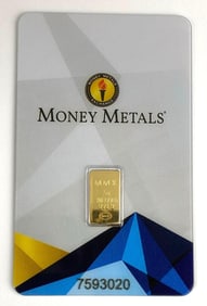 Money Metals Exchange .5 Gram .9999 Fine Gold Ingot/ Bar