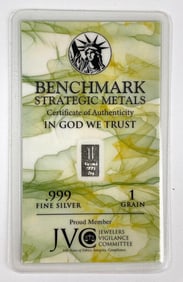 Group of 4 Benchmark Strategic Metals 1 Grain .999 Fine Silver Ingot/Bar