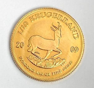 2009 South African Krugerrand 1/10 oz .999 Fine Gold Coin