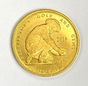2015 Prospectors Gold And Gems Prospector 1/10oz .9999 Fine Gold Round