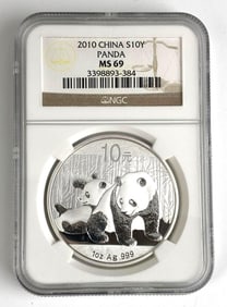 NGC Graded 2010 China 10 Yuan Panda 1 oz .999 Silver MS69