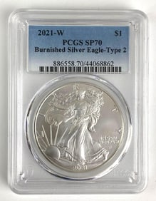 PCGS Graded 2021 W US $1 American Silver Eagle Silver Dollar SP70
