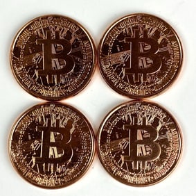 Group of 4 Bitcoin 1 oz .999 Copper Rounds