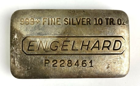 Engelhard 10 oz .999 Fine Silver Ingot/ Bar