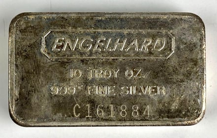 Engelhard 10 oz .999 Fine Silver Ingot/ Bar