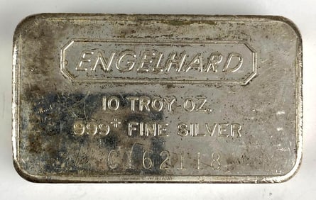 Engelhard 10 oz .999 Fine Silver Ingot/ Bar