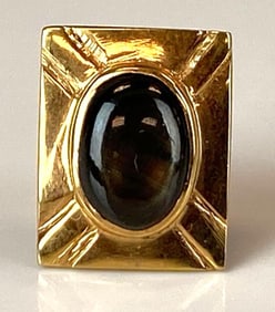 14K Yellow Gold Black Sapphire Pin