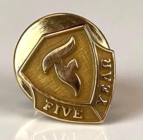 14K Yellow Gold Firestone Five Year Pin