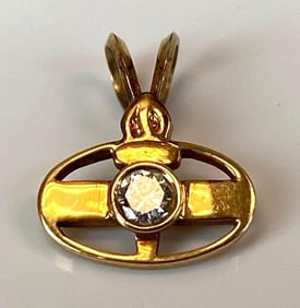 14K Yellow Gold Diamond Pendant