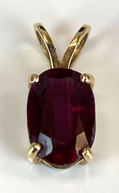14K Yellow Gold Oval Cut Ruby Pendant