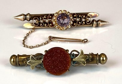 Group of 2 Gold Filled Brooches