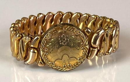 Vintage Speidel Gold Filled Engraved Heart Expansion Bracelet