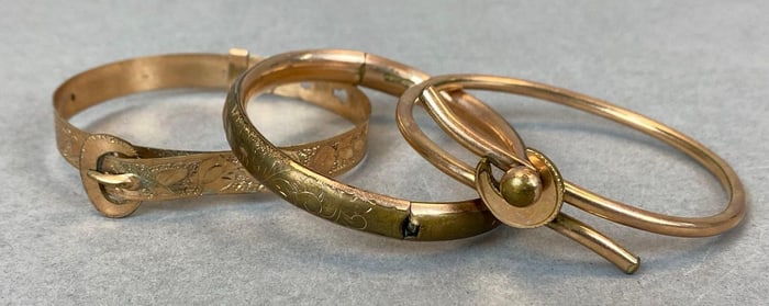 Group of 3 Gold Filled Cuff Bracelets