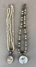 Group of 2 Silver and Pearl Necklaces