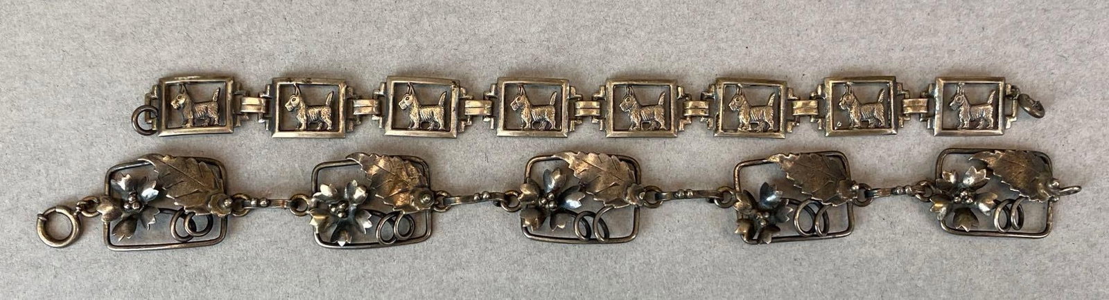 Group of 2 Sterling Silver Link Bracelets: Largest measures 7 1/4 inches