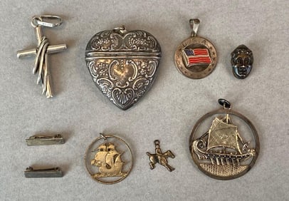 Group of Sterling Silver Pendants and More