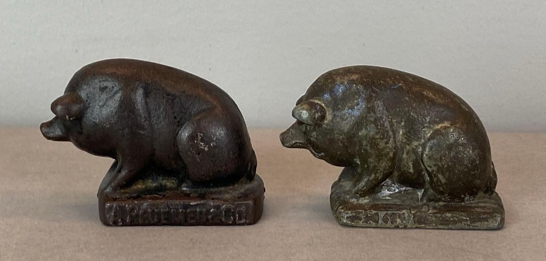 Group of 2 Cast Iron Pig Paper Weights (1 of 2)