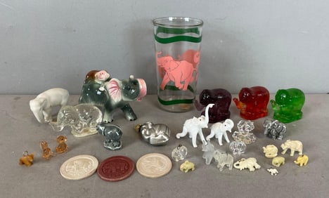 Group of Elephant Figurines and More