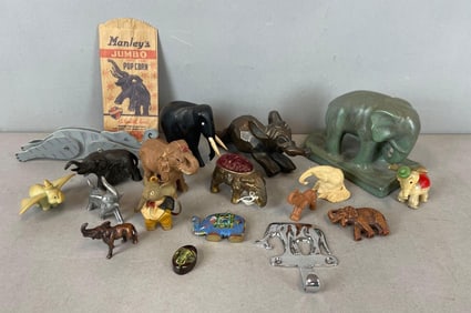 Group of Elephant Figurines and More
