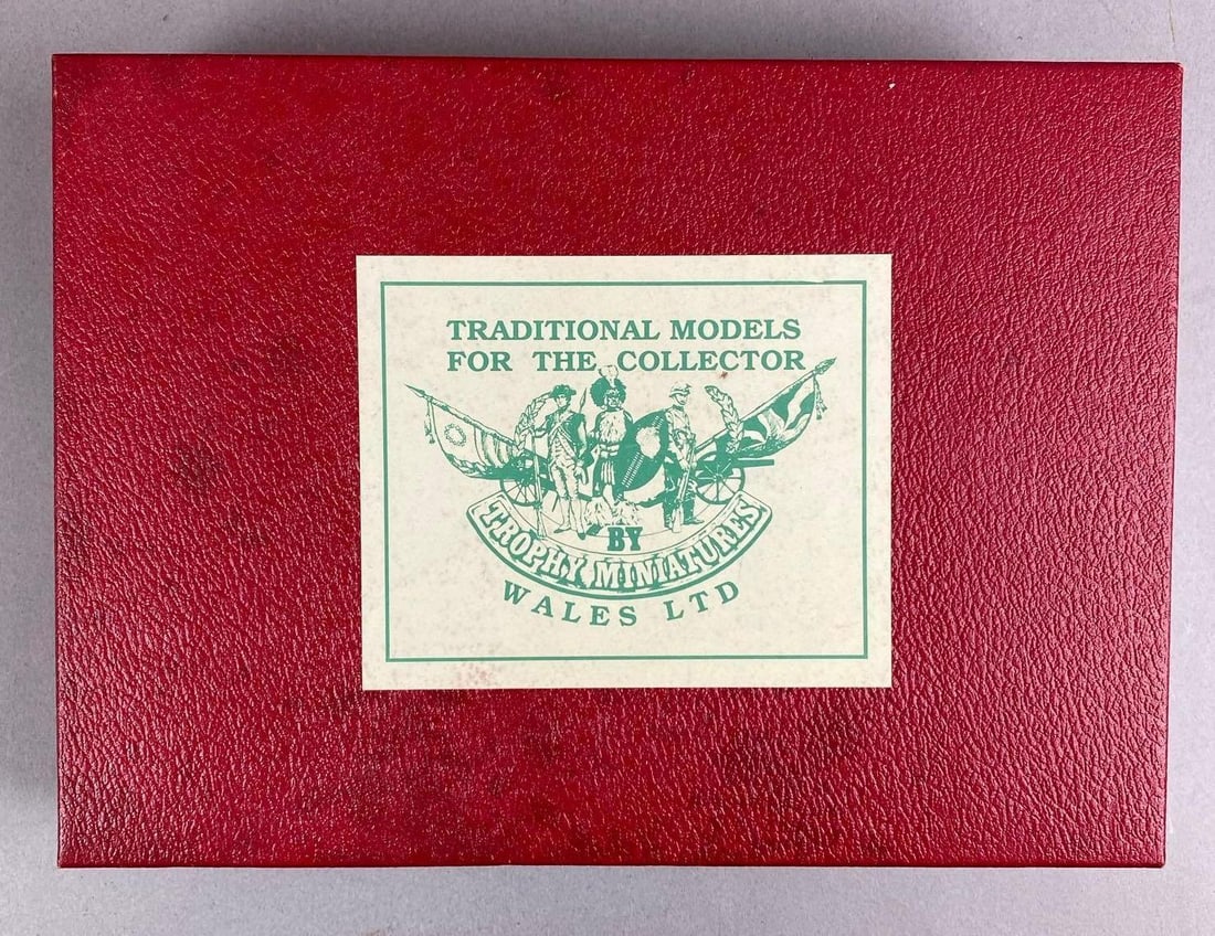 Group of Christmas Painted Pewter Figures: Both have original boxes: Includes wales LTD and 1993 HM of Great Britain. Largest box measures 5 x 13 1/4 x 9 1/2 inches.