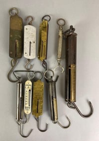 Group of 9 Assorted Hanging Spring Scales